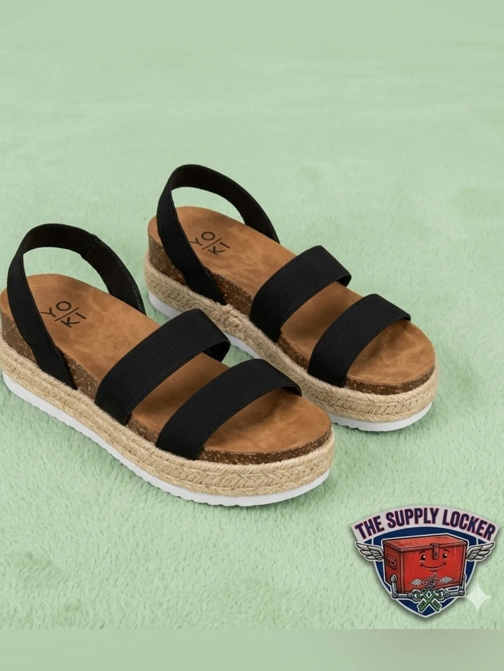 Yoki Chiara-10 Black Espadrille Platform Sandals Women’s Size 7.5